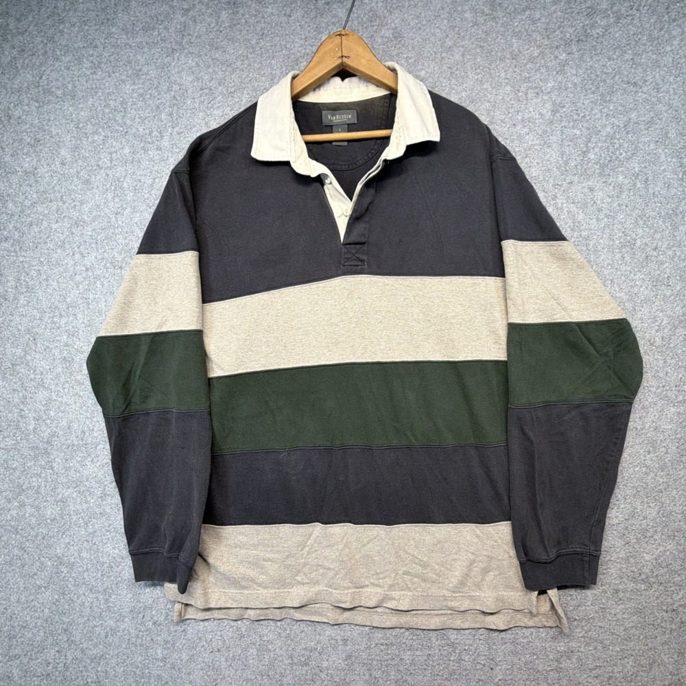Vintage Van Heusen Rugby Shirt Mens Large Long Sleeve Polo 90s Y2K